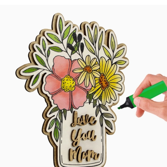 DIY Birthday Mothers Day Flower wood plaque paintable - Picture 6 of 6